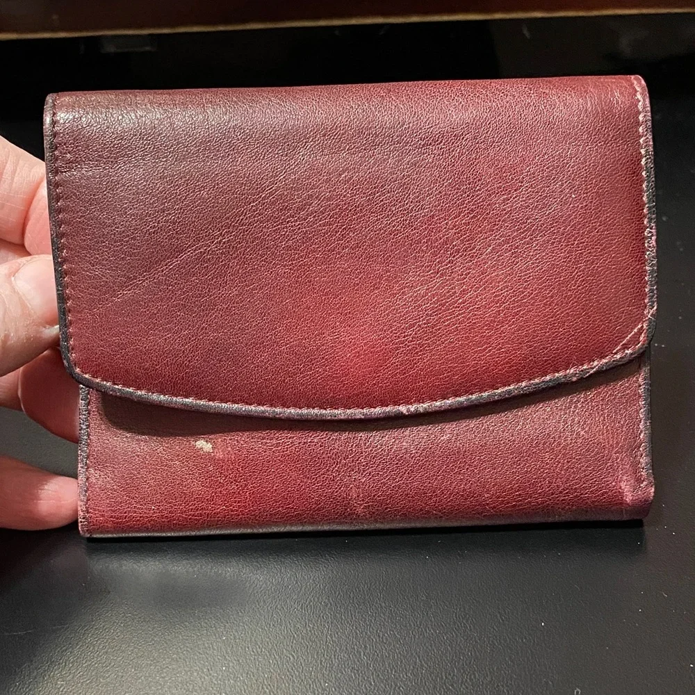 Vintage Small Burgundy Leather Wallet